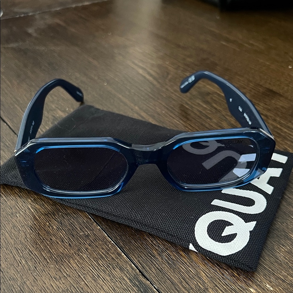 Quay Hyped Up Blue Rectangular Sunglasses